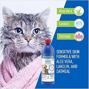 Adams Plus Flea & Tick Shampoo Sensitive Skin for Cats & Dogs, 12-fl oz bottle