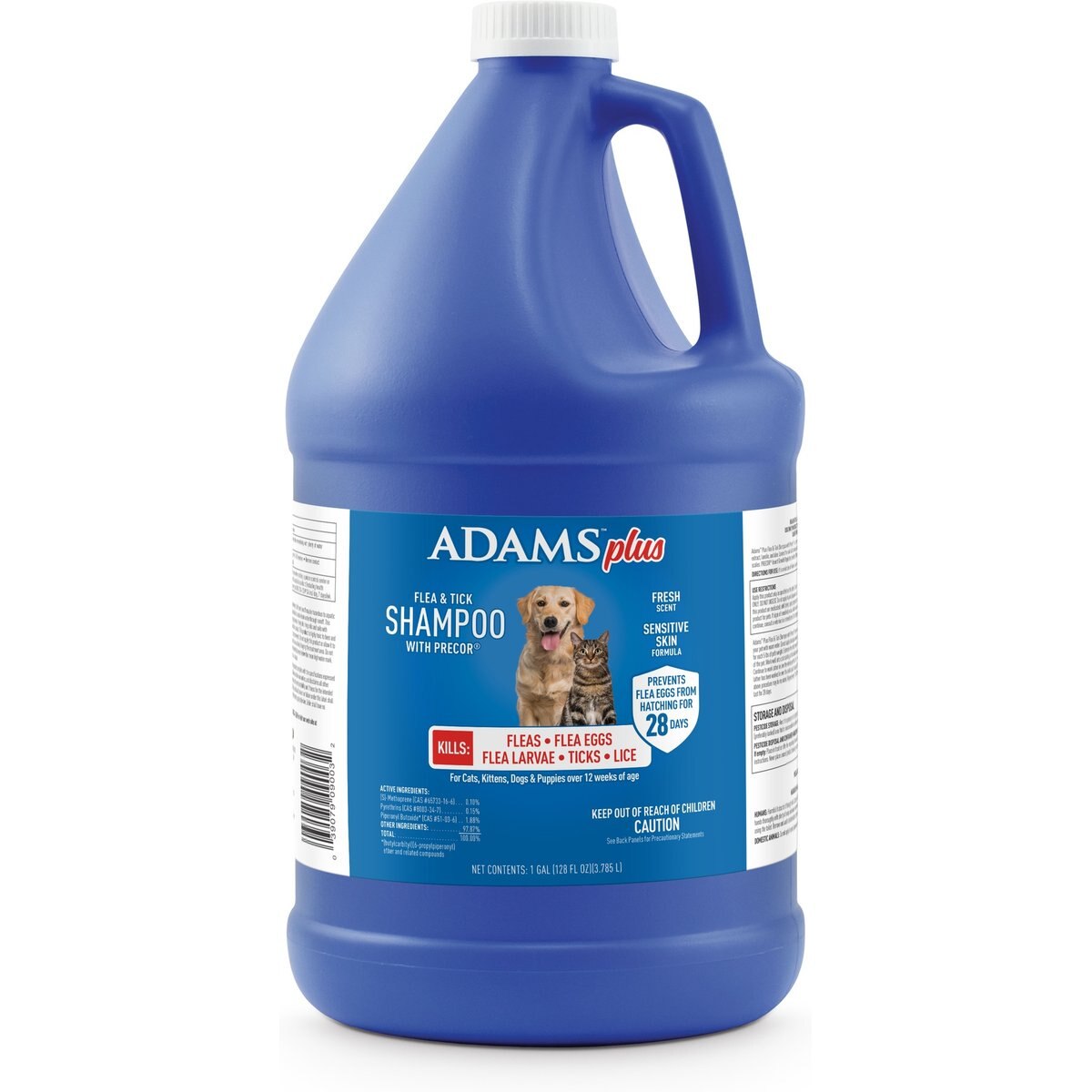 ADAMS Plus Flea & Tick Shampoo Sensitive Skin for Cats & Dogs, 1-gal bottle