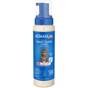 Adams Plus Sensitive Skin Formula Flea & Tick Foaming Cat Shampoo, 10-fl oz bottle
