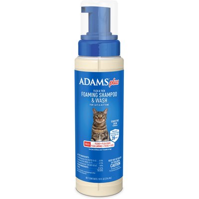ADAMS ADAMS Plus Sensitive Skin Formula Flea & Tick Foaming Cat Shampoo, 10-fl oz bottle
