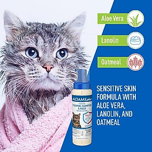 Adams Plus Sensitive Skin Formula Flea & Tick Foaming Cat Shampoo, 10-fl oz bottle