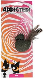 Addicted Bird Madnip Natural Wood Cat Toy with Feathers