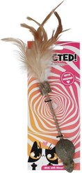 Addicted Stick Madnip Natural Wood Cat Toy with Mouse & Feathers