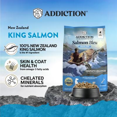 Show full view: Addiction Grain-Free Salmon Bleu Skin & Coat Health Dry Dog Food, 20-lb bag slide 3 of 11