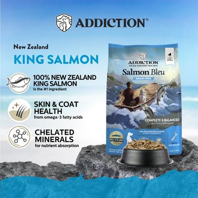 Show full view: Addiction Grain-Free Salmon Bleu Skin & Coat Health Dry Dog Food, 4-lb bag slide 3 of 10