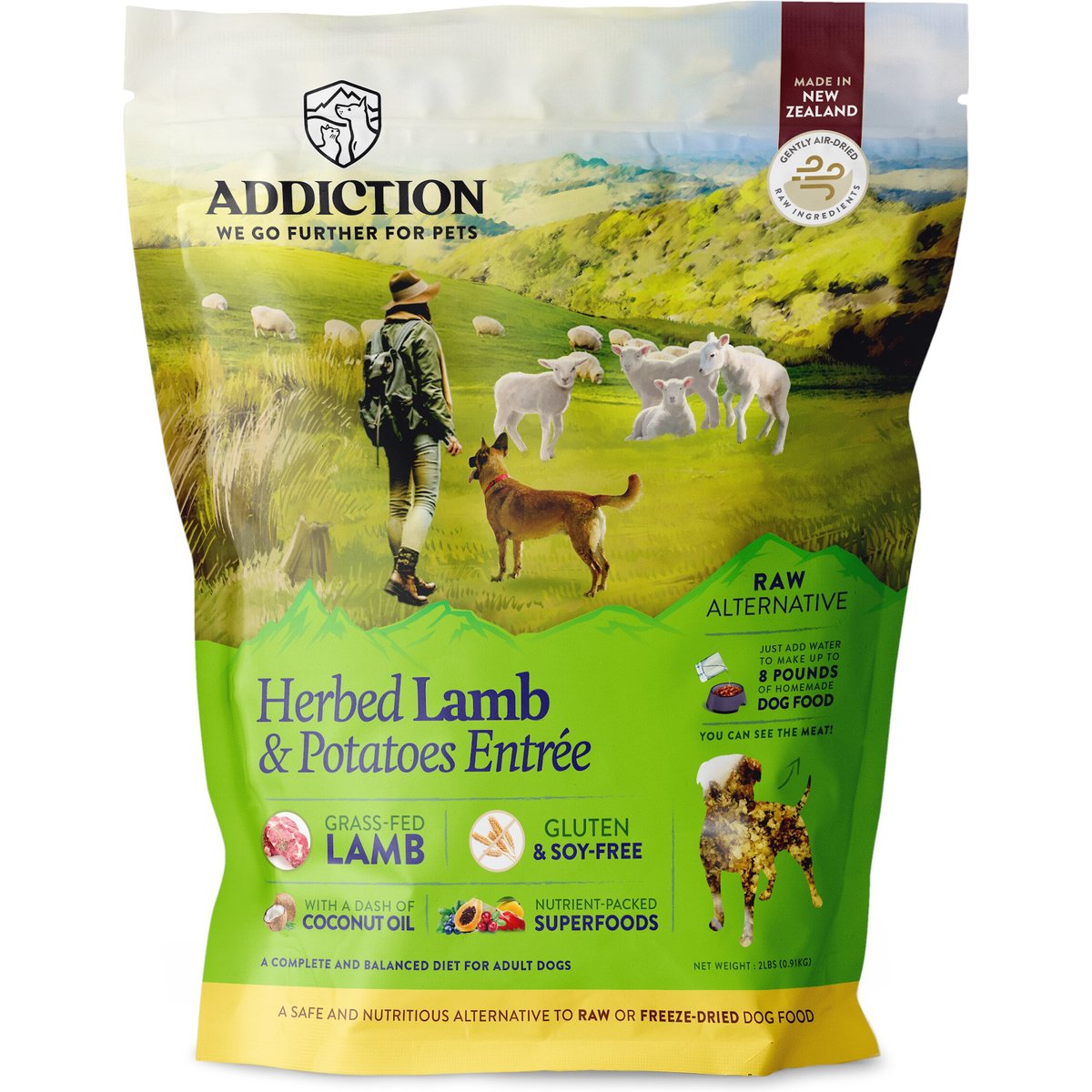 Addiction Lamb & Potatoes Raw Dehydrated Dog Food, 2-lb (makes 6 lbs)
