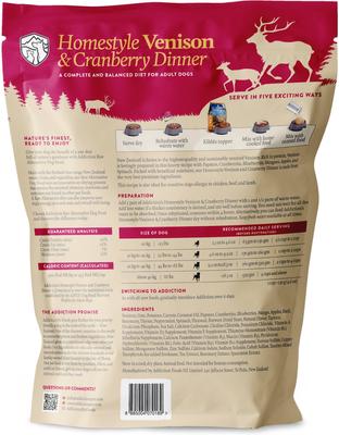 Show full view: Addiction Homestyle Venison & Cranberry Dinner Raw Dehydrated Dog Food, 2-lb box slide 3 of 11