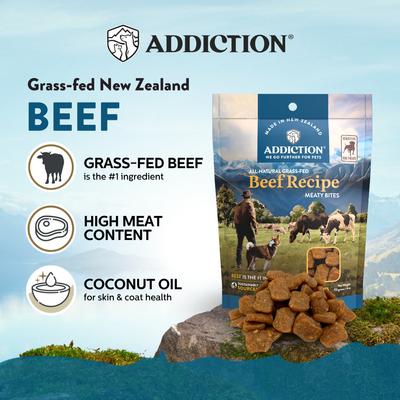 Show full view: Addiction Meaty Bites Beef Grain-Free Dog Treats, 4-oz bag slide 4 of 11