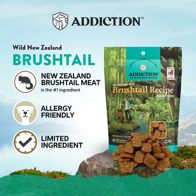 Show full view: Addiction Meaty Bites Brushtail Grain-Free Dog Treats, 4-oz bag slide 4 of 12
