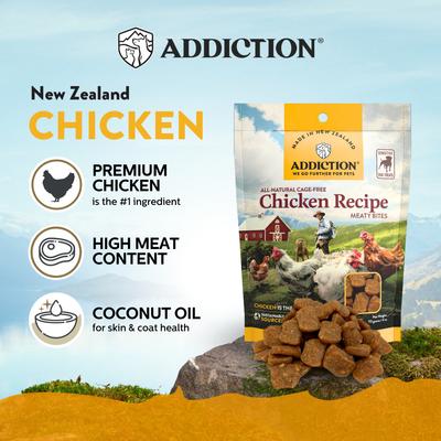 Show full view: Addiction Meaty Bites Chicken Grain-Free Dog Treats, 4-oz bag slide 4 of 11