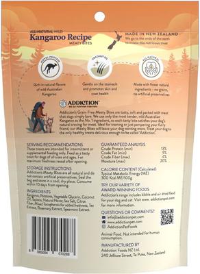 Show full view: Addiction Meaty Bites Kangaroo Limited Ingredient Grain-Free Allergy-Friendly Soft Dog Treats, 4-oz bag slide 10 of 11