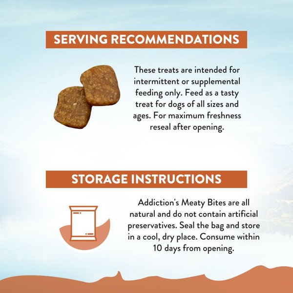 Show full view: Addiction Meaty Bites Kangaroo Limited Ingredient Grain-Free Allergy-Friendly Soft Dog Treats, 4-oz bag slide 8 of 11