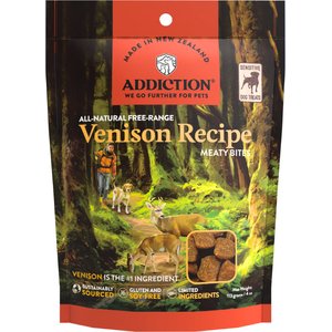 Addiction Meaty Bites Venison Grain-Free Dog Treats, 4-oz bag