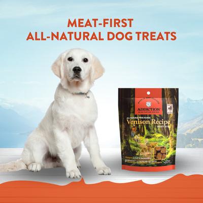 Show full view: Addiction Meaty Bites Venison Grain-Free Dog Treats, 4-oz bag slide 3 of 12