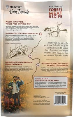 Show full view: Addiction Premium Wild Islands Forest Adult Grain-Free & High-Protein Meat Recipe Dry Dog Food, 20-lb bag slide 10 of 11