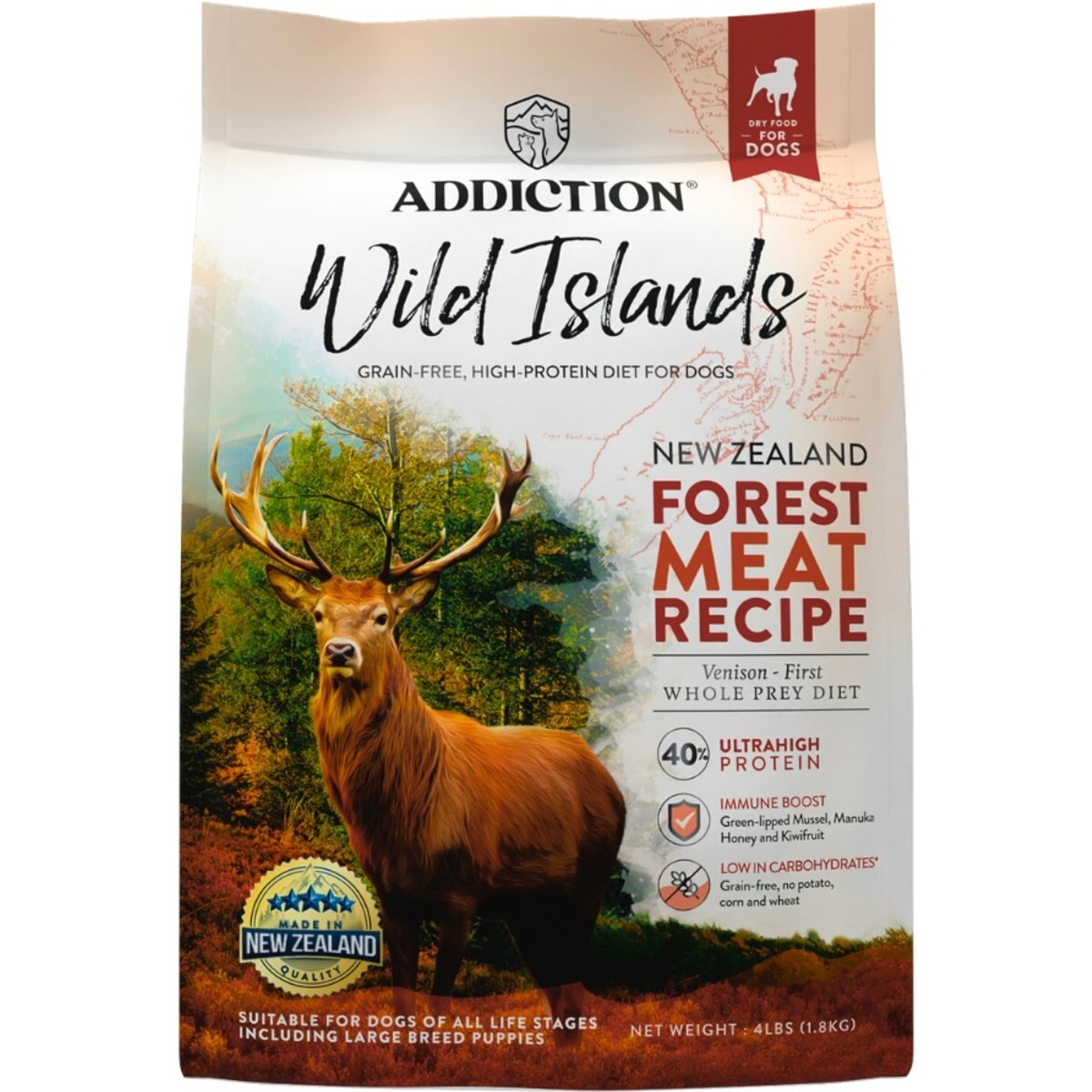 Addiction Premium Wild Islands Forest Adult Grain-Free & High-Protein Meat Recipe Dry Dog Food, 4-lb bag
