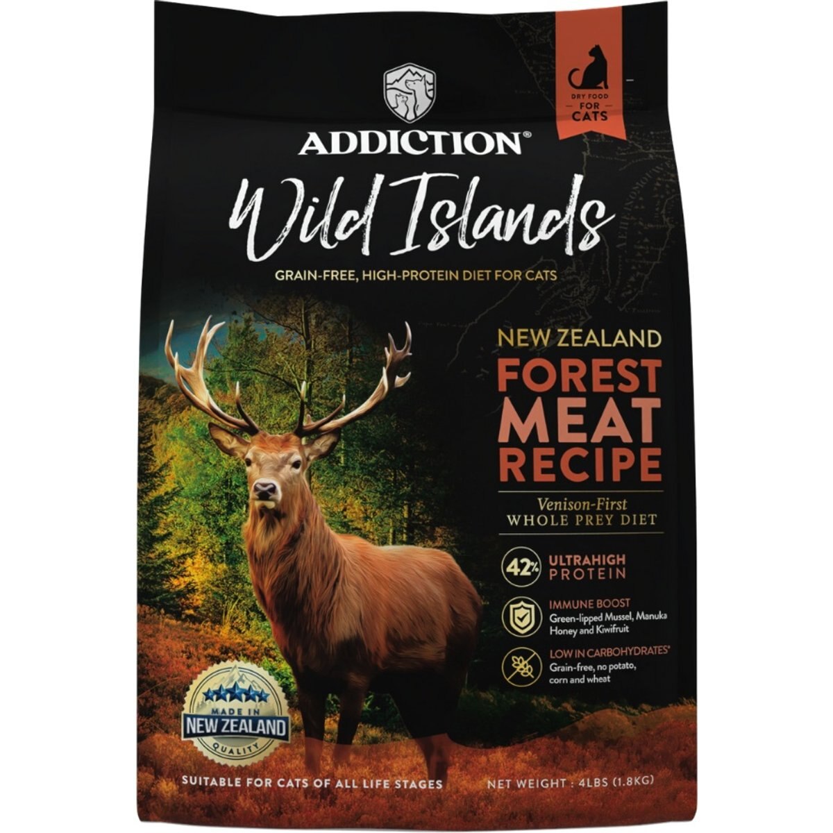 Addiction Premium Wild Islands Forest Meat Recipe Grain-Free & High-Protein Dry Cat Food, 4-lb bag