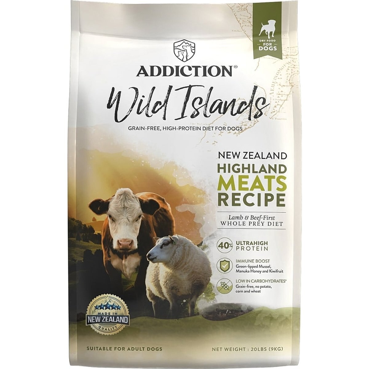 Addiction Premium Wild Islands Highland Adult Grain-Free & High-Protein Meat Recipe Dry Dog Food, 20-lb bag