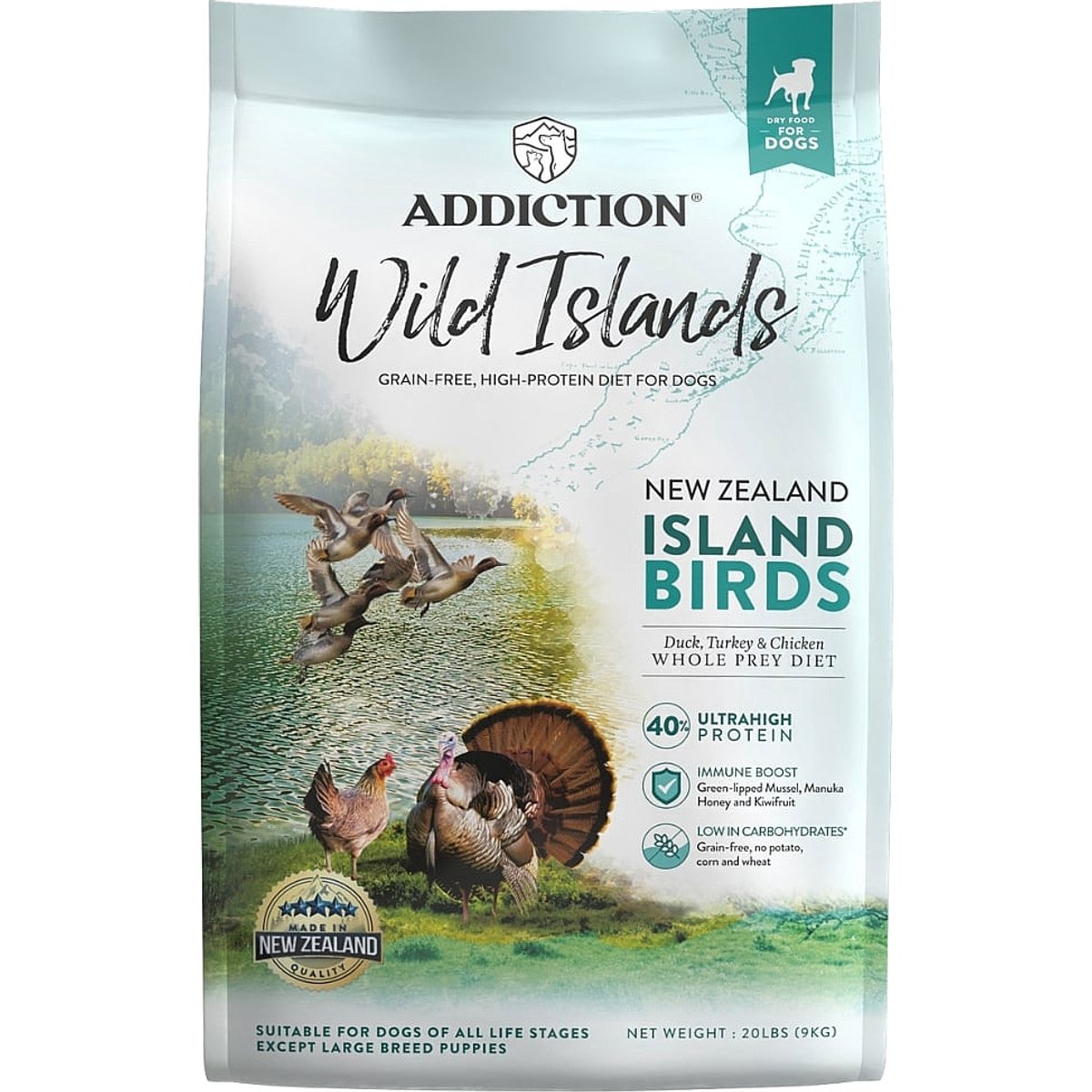 Addiction Premium Wild Islands Island Birds Adult Grain-Free & High-Protein Poultry Dry Dog Food, 20-lb bag