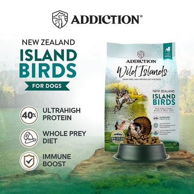 Show full view: Addiction Premium Wild Islands Island Birds Adult Grain-Free & High-Protein Poultry Dry Dog Food, 20-lb bag slide 3 of 11