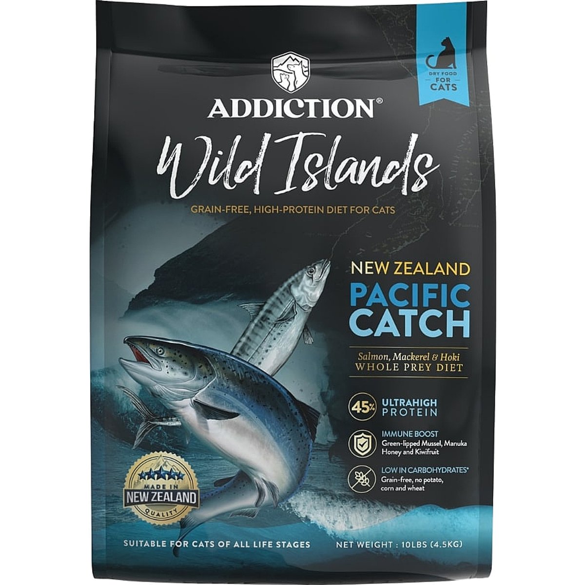 Addiction Premium Wild Islands Pacific Catch Seafood & Fish Grain-Free & High-Protein Dry Cat Food, 10-lb bag