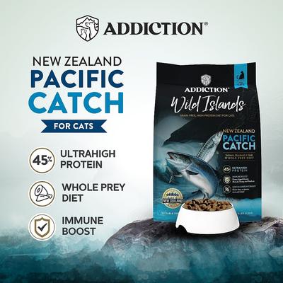 Show full view: Addiction Premium Wild Islands Pacific Catch Seafood & Fish Grain-Free & High-Protein Dry Cat Food, 10-lb bag slide 3 of 11