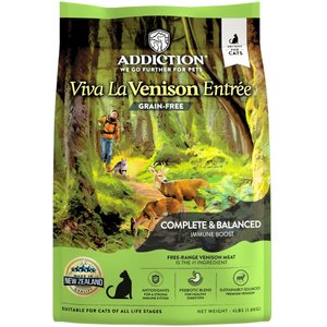 Addiction Viva La Venison Entree Complete & Balanced Immune Boost Grain-Free Dry Cat Food, 4-lb bag
