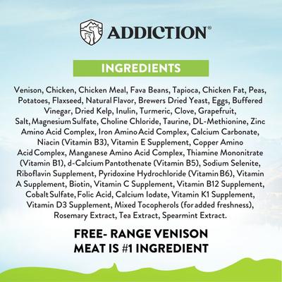 Show full view: Addiction Viva La Venison Entree Complete & Balanced Immune Boost Grain-Free Dry Cat Food, 4-lb bag slide 6 of 11