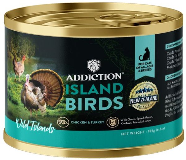 Addiction Wild Islands Island Birds Premium Chicken & Turkey Grain-Free Canned Wet Cat Food, 6.5-oz can, case of 24