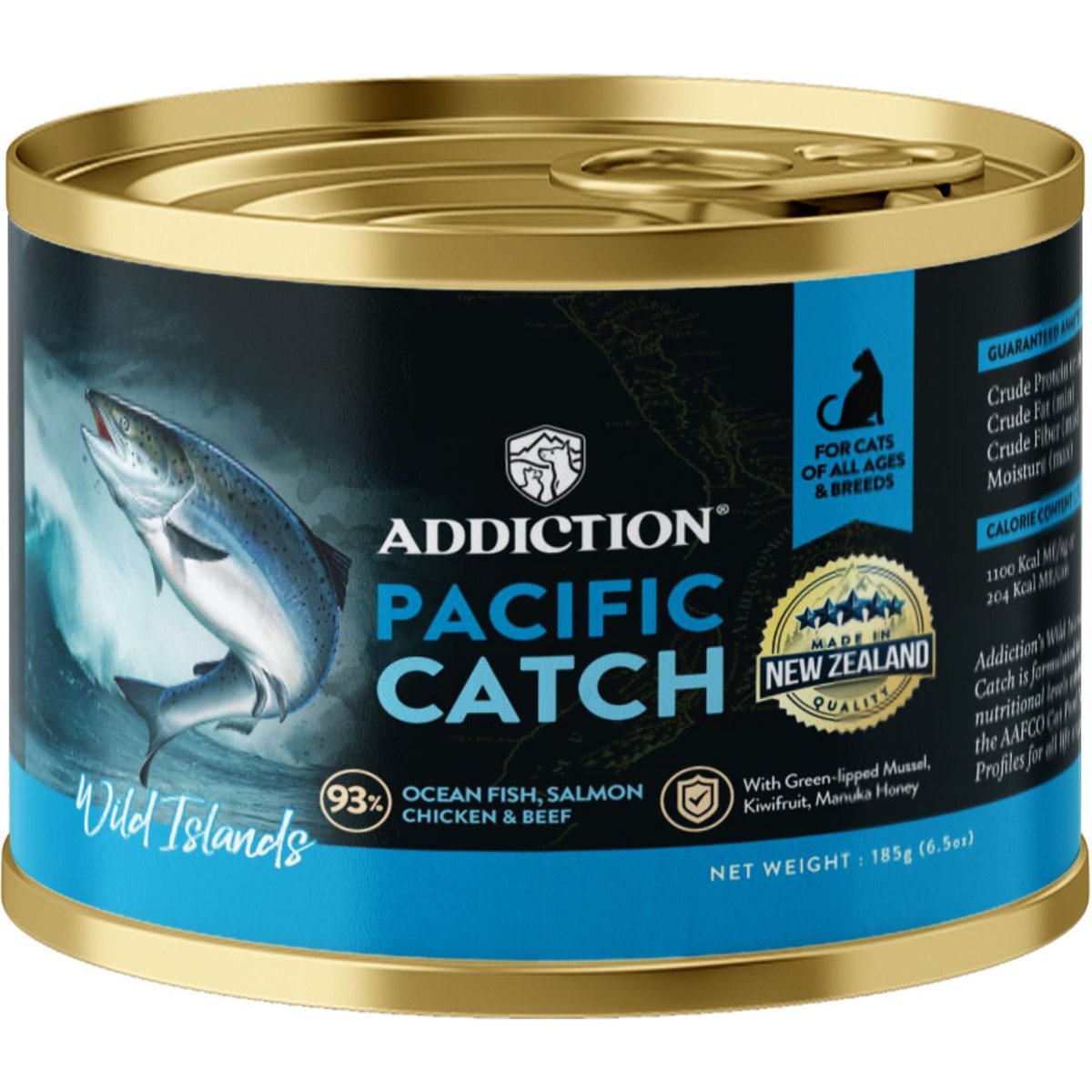 Addiction Wild Islands Pacific Catch Premium Ocean Fish & Salmon Grain-Free Canned Wet Cat Food, 6.5-oz can, case of 24