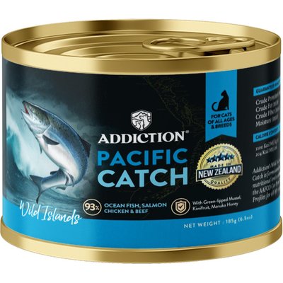 Addiction Addiction Wild Islands Pacific Catch Premium Ocean Fish & Salmon Grain-Free Canned Wet Cat Food, 6.5-oz can, case of 24