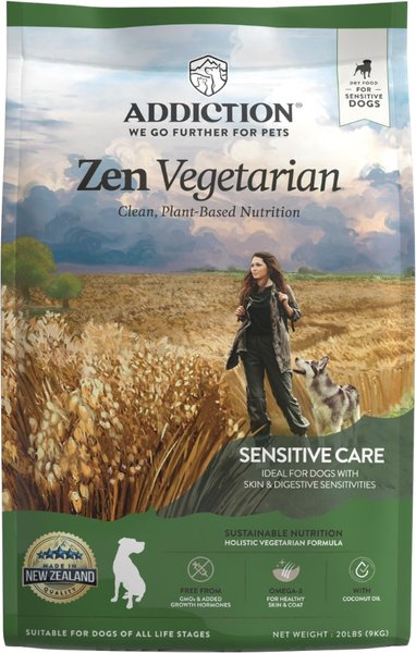 Show full view: Addiction Zen Vegetarian Plant Based Skin & Coat Health Dry Dog Food, 20-lb bag slide 1 of 10
