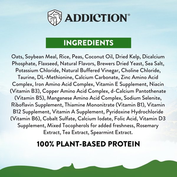 Show full view: Addiction Zen Vegetarian Plant Based Skin & Coat Health Dry Dog Food, 20-lb bag slide 6 of 10