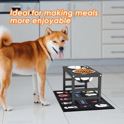 ADENGL Elevated Stainless Steel Dog Bowl Set with Non-Slip Mat, Black, Medium: 7-cup slide 2 of 6