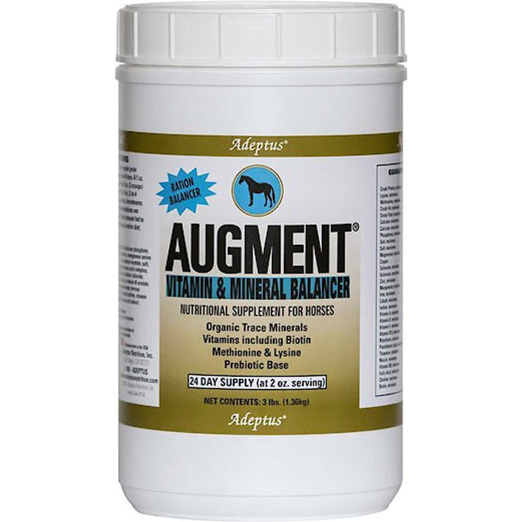 Adeptus Augment Vitamin & Mineral Balancer Powder Horse Supplement, 3-lb tub
