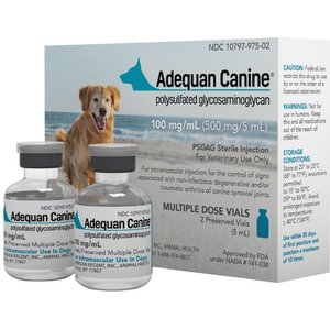 Adequan Canine (polysulfated glycosaminoglycan) Injectable for Dogs, 100-mg/ml, 5-mL, 2 count