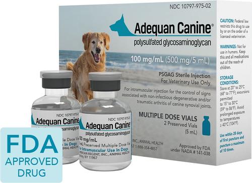 Show full view: Adequan Canine (polysulfated glycosaminoglycan) Injectable for Dogs, 100-mg/ml, 5-mL, 2 count slide 4 of 9