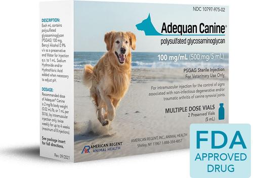 Show full view: Adequan Canine (polysulfated glycosaminoglycan) Injectable for Dogs, 100-mg/ml, 5-mL, 2 count slide 7 of 9