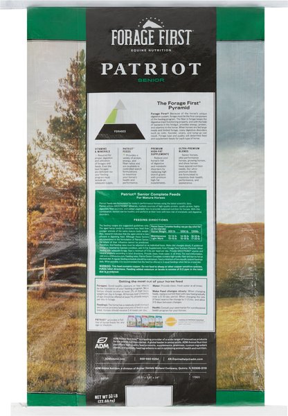 Show full view: ADM Patriot Senior Complete Horse Feed, 50-lb bag slide 4 of 5