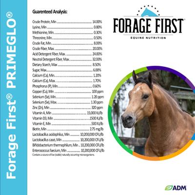 Show full view: ADM PRIMEGLO Forage First Premium Nutrition Mature Horse Feed, 50-lb bag slide 8 of 9