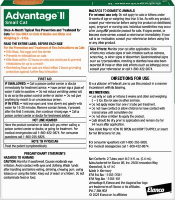 Show full view: Advantage II Flea Spot Treatment for Cats, 5-9 lbs, & Ferrets, 2 Doses (2-mos. supply) + Pet Protect Endurosyn Probiotic Balance + Chicken & Fish Flavored Oral Gel for Cats, 15-g syringe slide 2 of 9