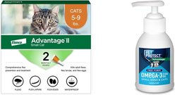 Advantage II Flea Spot Treatment for Cats, 5-9 lbs, & Ferrets, 2 Doses (2-mos. supply) + Pet Protect Free Form Omega-3 Fish Oil Liquid Supplement for Small Dogs & Cats, 4-fl oz bottle slide 1 of 9