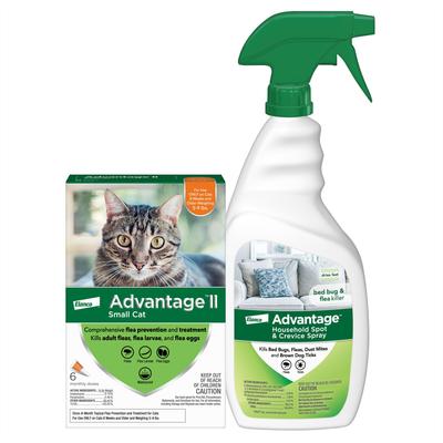 Show full view: Advantage II Flea Spot Treatment for Cats, 5-9 lbs, & Ferrets + Household Spot & Crevice Spray slide 1 of 10