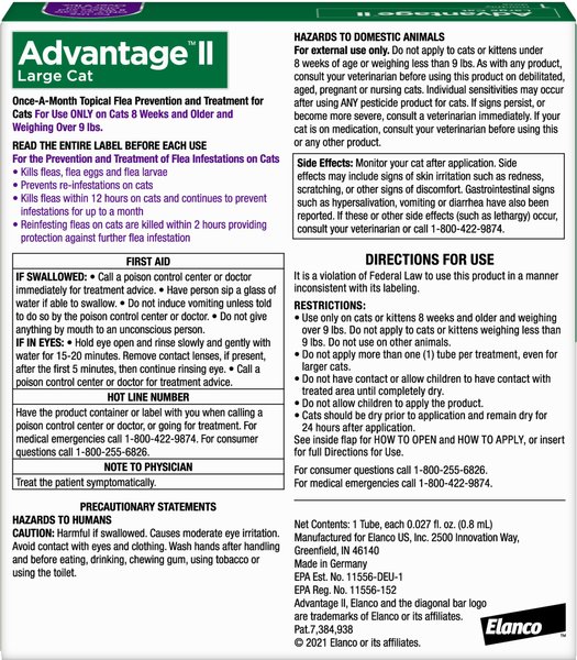 Advantage II Flea Spot Treatment for Cats, over 9 lbs