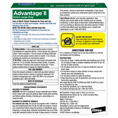 Show full view: Advantage II Flea Spot Treatment for Dogs, over 55-lbs, 4 Doses (4-mos. supply) + Pet Protect DVM Daily Multivitamin Chicken Flavored Soft Chew Supplement for Dogs, 60 count slide 2 of 9