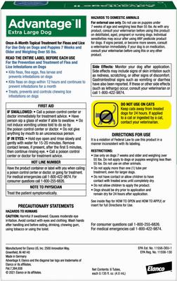 Show full view: Advantage II Flea Spot Treatment for Dogs, over 55 lbs, 6 Doses (6-mos. supply) slide 2 of 10