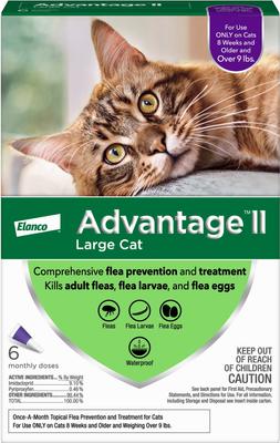 Show full view: Advantage II Flea Spot Treatment, over 9-lbs + Elanco Tapeworm Cat De-Wormer slide 2 of 9