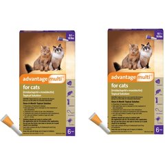 Advantage Multi Topical Solution for Cats, 9.1-18 lbs, (Purple Box), 12 Doses (12-mos. supply)