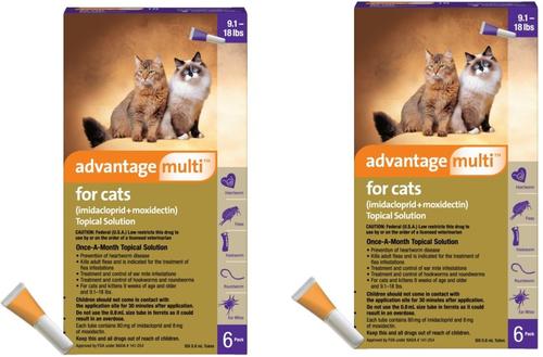 Show full view: Advantage Multi Topical Solution for Cats, 9.1-18 lbs, (Purple Box), 12 Doses (12-mos. supply) slide 1 of 4