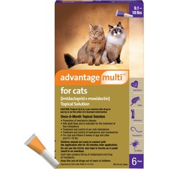 Advantage Multi Topical Solution for Cats, 9.1-18 lbs, (Purple Box), 6 Doses (6-mos. supply)